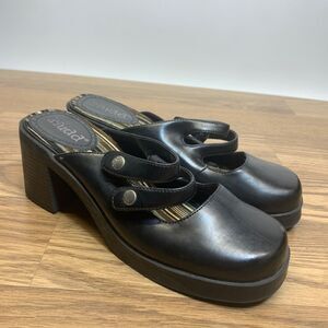 VTG Mudd Y2K Mary Jane Shoes Mules Size 8 Black Platform Chunky Block Heel 90s